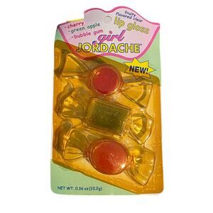 Girl Jordache Lip Gloss Candy Set Cherry Green Apple &‎ Bubble Gum Vintage 90's